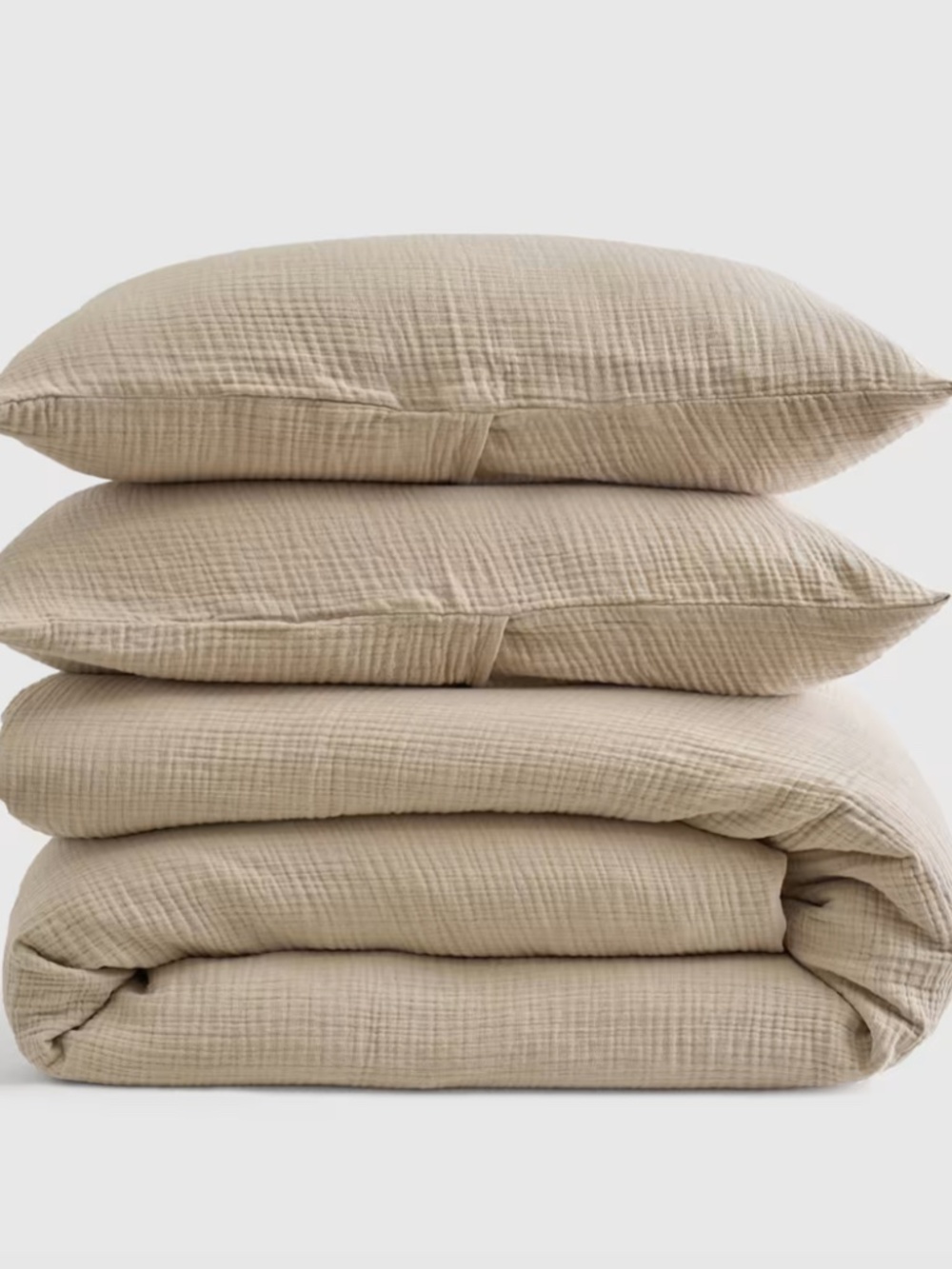 Organic Cotton Airy Gauze Duvet Cover Set Twin Dune Tan